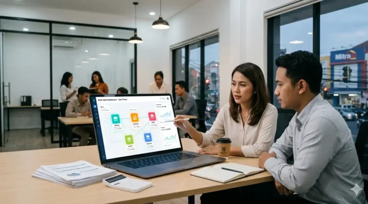 sistem retail multi outlet dengan dashboard terpusat