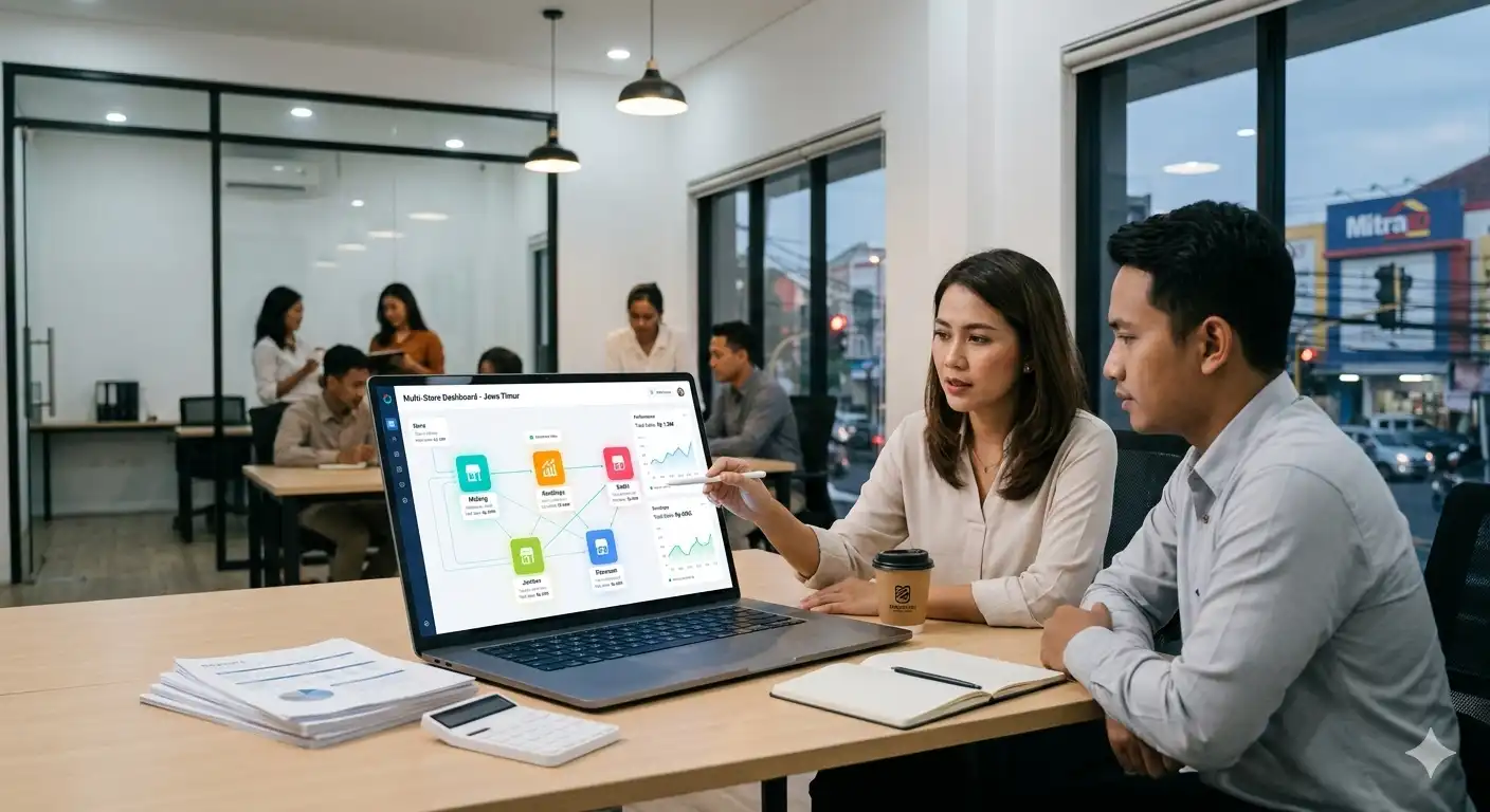 sistem retail multi outlet dengan dashboard terpusat