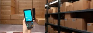 tim gudang melakukan stock opname menggunakan mobile computer PDA