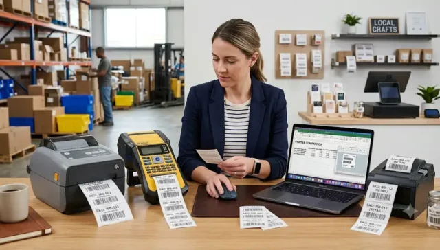 pemilik bisnis memilih label printer untuk kebutuhan gudang dan retail