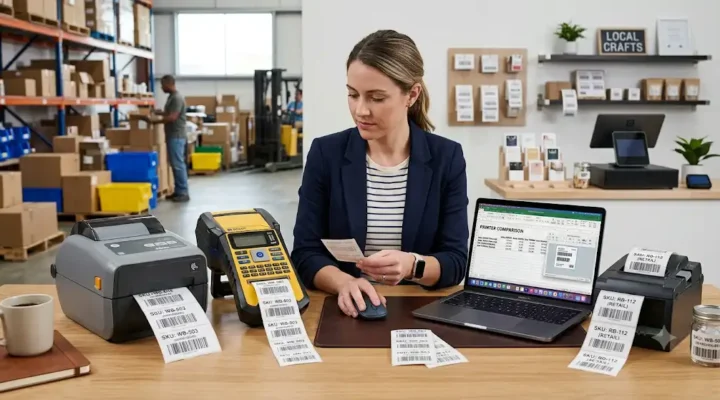 pemilik bisnis memilih label printer untuk kebutuhan gudang dan retail