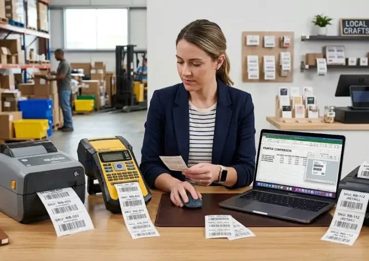 pemilik bisnis memilih label printer untuk kebutuhan gudang dan retail